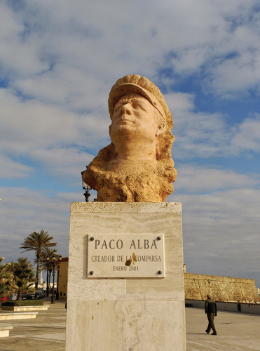 Figure 12. Monument to the carnival composer and musician Paco Alba. La Caleta Beach. Cádiz Downtown. https://pixabay.com/photos/cadiz-spain-statue-bust-paco-alba-682623/.