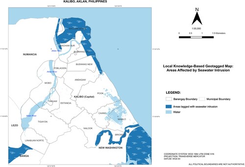 Figure 15. Areas identified by locals as experiencing seawater intrusion.