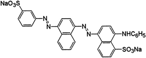 Scheme 1. Chemical structure of navy-blue dye 5R (NB).