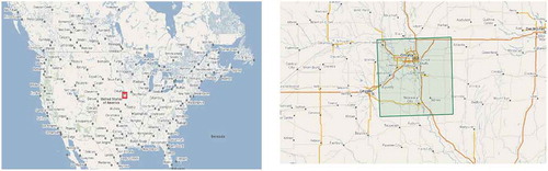 Figure 4. Location of our target area in Nebraska marked on Google Maps (Google Maps, Citation2019)