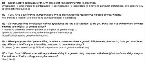 Figure S3 Questionnaire 2: Survey of PPI prescribing habits of general practitioners.