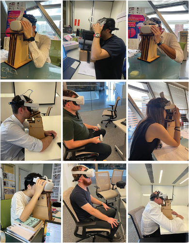 Figure 5. Participants watching simulations with EEG and VR headsets attached (source: Authors 2023).