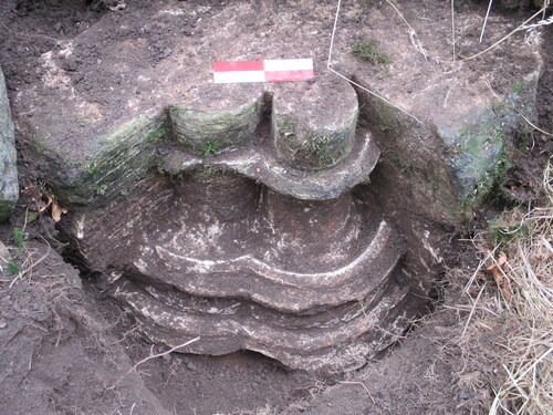 Fig. 33. Meaux Abbey Farm: corner capital, similar to those at Jervaulx, Beverley and FountainsS. Harrison