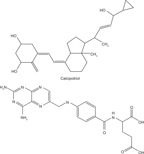 Figure 1 Chemical structures of calcipotriol and methotrexate.