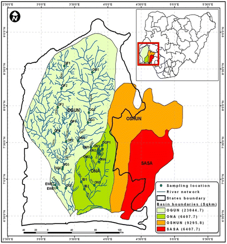 Figure 1. Study location in Ogun and Ona Basins.