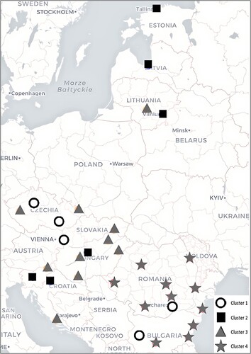 Figure 5. Spatial distribution of the metropolitan regions in the resistance stage according to their cluster membership.