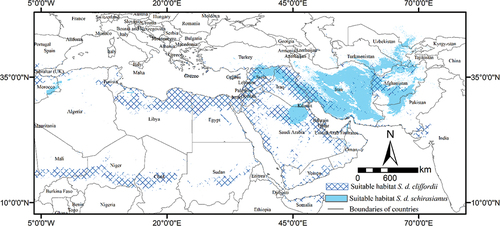 Figure 4. Habitat overlap between S. d. cliffordii and S. d. schirasianus.