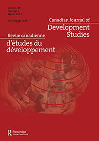 Cover image for Canadian Journal of Development Studies / Revue canadienne d'études du développement, Volume 38, Issue 1, 2017