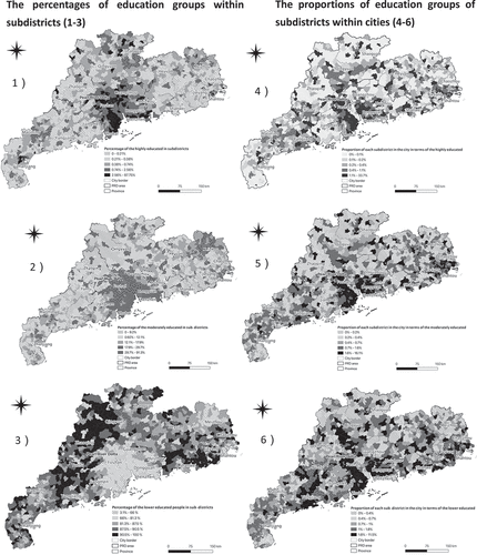 Figure 1. The social spatial structures of subdistricts in Guangdong province in terms of educational attainment