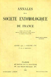 Cover image for Annales de la Société entomologique de France (N.S.), Volume 106, Issue 3-4, 1937