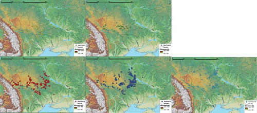 Figure 6. Spatial distribution of Trypillia settlements by phase (M. Nebbia).