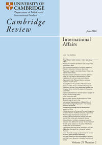 Cover image for Cambridge Review of International Affairs, Volume 29, Issue 2, 2016