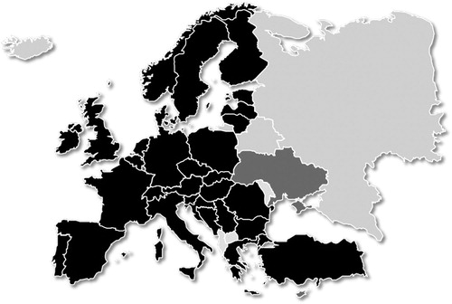 Figure 1. Countries participating in COST FP1303 (black).