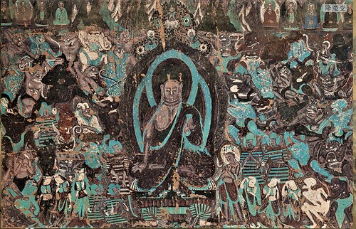 Figure 4. Vanquishing Mara transformation story. Mural painting (Detail). Mogao Cave 254 south wall east side. Courtesy Digital Dunhuang of the Dunhuang Academy.