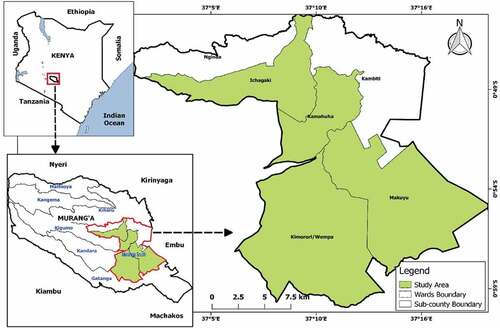 Figure 1. Map of Murang’a South Sub-County.