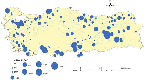 Figure 3. Map of median magnitudes of the AIMF series used in this study.