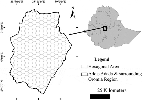 Figure 1. Study area map of Addis Ababa and the surrounding Oromiya