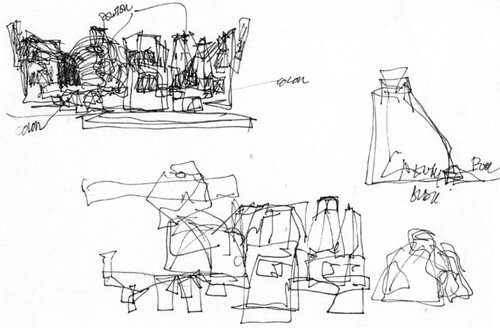 Figure 15. Frank Gehry, project sketch for Chiat Residence, Sagaponeck, New York, 1986 © Frank O. Gehry. Frank Gehry papers, Series I: Architectural Projects, Getty Research Institute, Los Angeles, CA. Digital image courtesy of the Getty Research Institute Digital Collections.