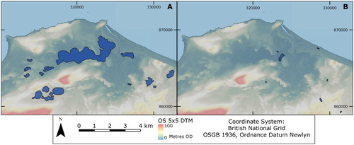 Figure 5. (A) Improvement period c. AD 1750. (B) Present.