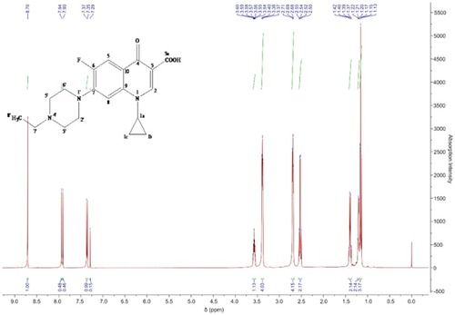 Figure 7 The 1H-NMR spectrum of enrofloxacin.