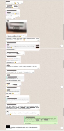 Figure 1. Screenshot that shows part of a WhatsApp exchange between members of the Earth team.