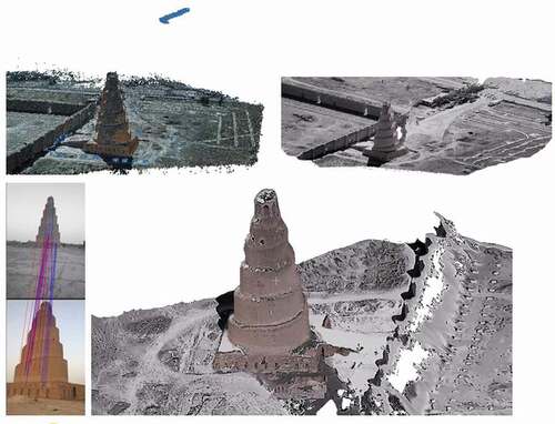 Figure 7. 3D reconstructed model of Samarra great mosque minaret using drone and ground-based crowdsource video images