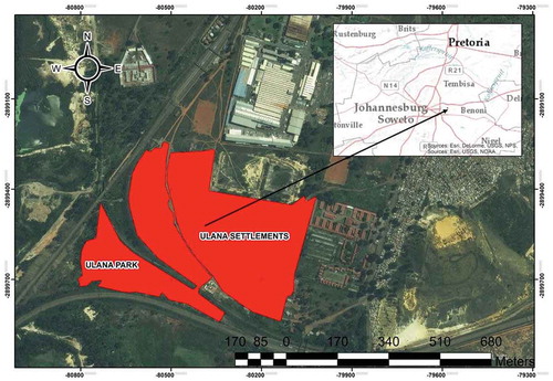 Figure 2. Location of Ulana settlement (relative to Johannesburg).