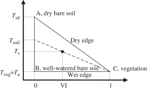 Fig. 2 Obtaining temperature-related parameters from a VI–T s diagram (after Nishida et al. Citation2003).