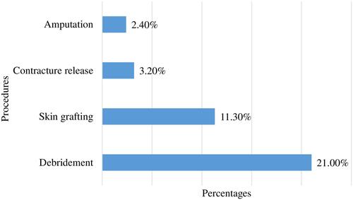 Figure 2 Proportion of the surgical procedures done for the burn patients.