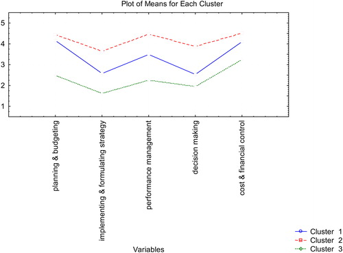 Graph 6. The grouping of managers with the k-means method in the context of M.A.I.S. use for the performance of management activities. Source: Authors.