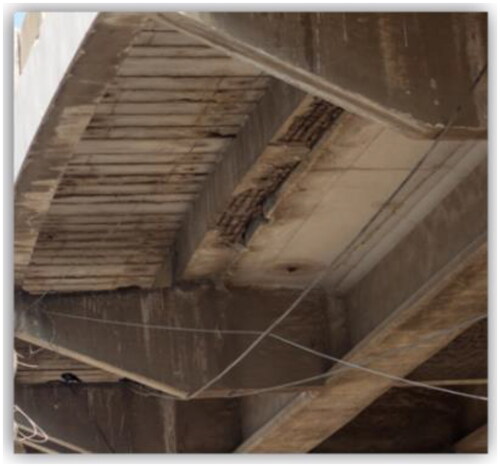 Figure 1. Spalling of concrete from the bridge in Karachi, Pakistan (Author’s own picture).