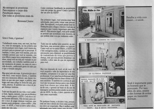 Figure 1. The first two pages of the brochure developed for the PREVINA project by the Prostitution and Civil Rights program at the Institute for Religious Studies (ISER) in Rio de Janeiro. The project was coordinated by Gabriela Leite and the material content written by Flavio Lenz Cesar. The material is called, ‘Speak, Woman of the Life,’ and begins with the phrase, ‘Sex is good, it’s delicious!’. © ISER, 1989. Image is a scanned copy of the original.