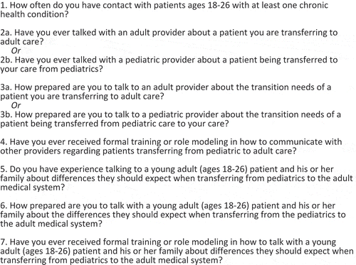 Figure 1. Survey questions.