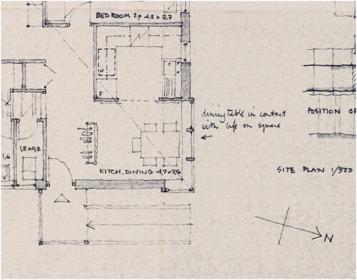 Figure 3 Detail of drawing of 94a Raby Street, part of Carville Rd Stage Proposed Flats. Ralph Erskine’s Arkitektkontor AB, August 11, 1976. Byker, ArkDes Collection, Stockholm.