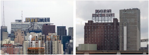 Figure 2. Left – Itaú commercial sign atop the Conjunto Nacional mall on Avenida Paulista in São Paulo, Brazil, a listed building since 2005 for its historical and architectural heritage. Right – Farine Five Roses neon sign – an industrial sign in Montreal’s former industrial centre around the Lachine Canal. Photography: © 2010 Robert Harland.