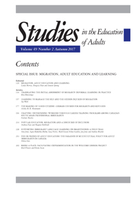 Cover image for Studies in the Education of Adults, Volume 49, Issue 2, 2017