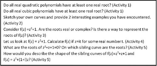 Figure 2. Sample questions from the activities.