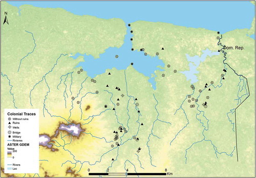 Figure 6. Distribution of different colonial traces in the region