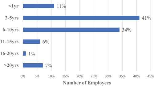 Figure 1. Number of employees by years of experience.