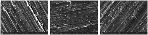 Figure 16. SEM of A: 100% AA 6063 B: 95% AA 6063 + 5% SiC C: 95% AA 6063 + 5% Silica sand.