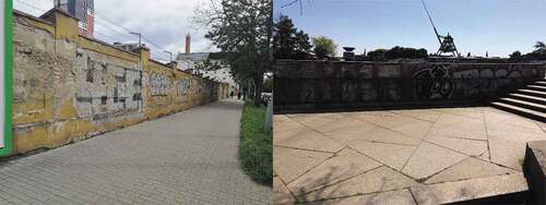 Figure 3. Concentration of graffiti in the neglected locality of the former Holešovice brewery and at the subcultural centre at Letná Plain near the Metronome (2019)..Photos: Klára Baštářová Jan Šel.