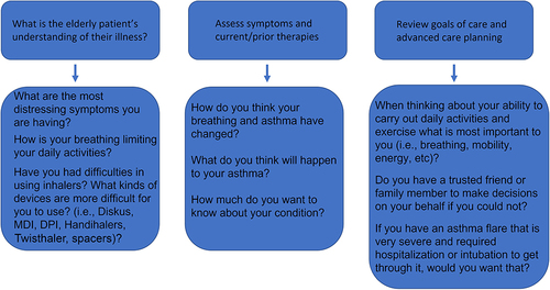 Figure 1 Discussion points in communicating with elderly patients.