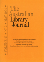 Cover image for The Australian Library Journal, Volume 43, Issue 2, 1994
