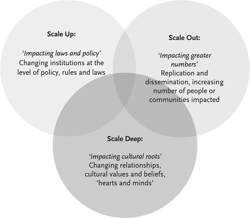 Figure 2. Pathways to scaling social innovation (Moore, Riddell, and Vocisano Citation2015).