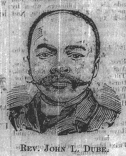 Rev. John L. Dube (Advert for Dr Williams Pills), engraving for newspaper, ‘Ukukatazwa isibindi ne sisu’, Ilanga Lase Natal, 1 April 1904, p 3