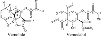 Figure 3 Structures of vernolide and vernodalol isolated from the leaves of V. amygdalina..