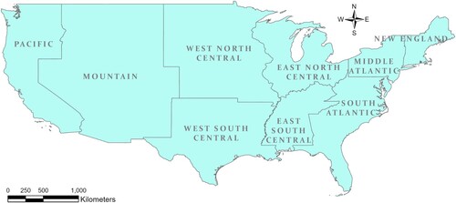 Figure 6. Map of main divisions of United States.