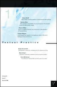 Cover image for Textual Practice, Volume 14, Issue 3, 2000