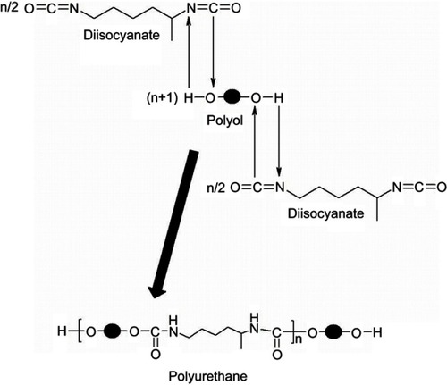 Figure 1 The chemical reaction used for the synthesis of polyurethane particles.