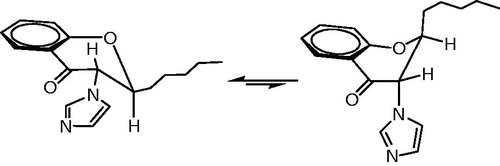 Figure 6. Possible conformations for trans-2-(1-pentyl)-3-imidazolylchroman-4-one (4d).
